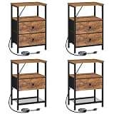LOAKEKEL Night Stand Set 2, Nightstand with Charging Station