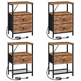 LOAKEKEL Night Stand Set 2, Nightstand with Charging Station