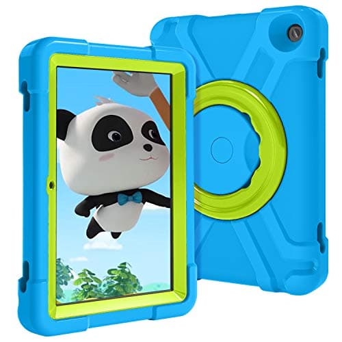 Case for Amazon Fire HD 8 2020/2022,Rugged Kids Case with Stand Lightweight Shockproof KidsTablet Cover (Blue and Grass Green)