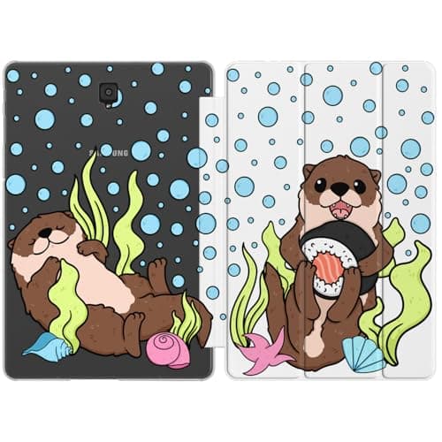Cavka Case Compatible for Samsung Galaxy Tab S8 2022 S7 S6 Lite 2020 S5e S4 A8 A7 10.4 A 10.5 10.1 S3 9.7 S2 8.0 Sushi Adorable Stand Animal Otter Bubbles Watercolor Closure Print DesignMagnetic Cute