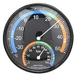 Indoor Outdoor Hygrometer Round Pointer Type Household Temperature Humidity Gauge with Highly Transparent Curved Glass for Greenhouse Nursery and More TH101