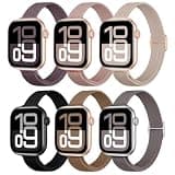Acextro Bands for Apple Watch Women - Slim Sport Breathable PFAS-Free Stretchy Washable Adjustable Braided Strap Compatible with iWatch Series 11/10/9/8/7/6/5/4/SE 3 2-40mm 38mm 42mm 41mm - 6 Pack