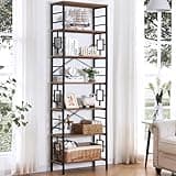 HOMISSUE Tall Bookshelf, 84 Inch Industrial Bookshelf with Metal Frame and Open Shelves, 7 Tier Metal Bookshelves and Bookcases, Rustic Tall Book Shelf for Office, Living Room and Bedroom, Brown
