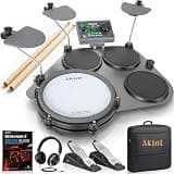 AKLOT Portable Electric Drum Set: 8" Dual-Zone Mesh Snare, Tabletop Drum Kit for Beginner, 360 Sounds, 10 Drum Kits, USB-MIDI, Dual Pedals, Headphones, Carry Bag, 2-Year Warranty