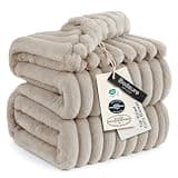 Bedsure GentleSoft Blankets Queen Size for Bed - Cozy Soft Blankets for Women, Cute Large Fleece Throws for Girls, Beige, 90x90 Inches