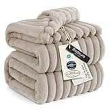 Bedsure GentleSoft Blankets Queen Size for Bed - Cozy Soft Blankets for Women, Cute Large Fleece Throws for Girls, Beige, 90x90 Inches
