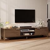 IKALIFE TV Stand for Living Room - up to 80 Inch TVs Mid Century Modern Entertainment Center with Storage and Adjustable Shelves, Media Console Table Walnut 70"