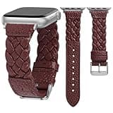 TOYOUTHS Braided Leather Strap Compatible with Apple Watch Band Women 38/40/41/42mm Soft Thin Leather Cute Dressy Designer Woven Bracelet for iWatch Series 11 10 9 8 7 6 5 4 SE 3 2 1, Burgundy/Silver