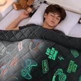 yescool Glow in The Dark Games Blanket 5 Pounds, Gaming Blanket, Minky Weighted Blanket Gifts for 40-60lbs, 36 * 48in