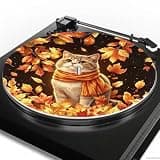 Doojoayie Thanksgiving Cute Cat Turntable Slipmat 12 Inch Slip Mat for Vinyl LP Record Player Mat 3MM Turntable Felt Pad