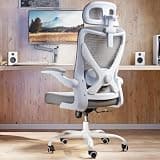 Ergonomic Office Chair: White Computer Desk Chair Comfy Gaming Chair for Adults - Office Chair with Lumbar Support & Headrest - Executive Office Rolling Chairs for Home Work (Grey)