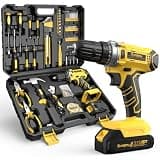 Sundpey Tool Kit with 21V Drill - 170-PCs Portable General Basic Home Repair Tool Set with Power Drill & 2.0Ah Battery & Charger & Tool Box for Homeowner Drilling DIY Projects House Repairs & Handyman