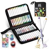 Ohuhu Acrylic Paint Markers Brush Tip 24 Colors Automatic Ink Control Acrylic Markers High Opacity Paint Pens for Rock Painting 3D Prints Easter Eggs Wood DIY Crafts - Nahuku
