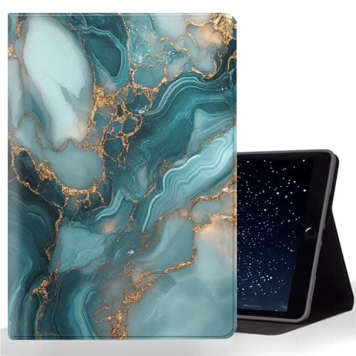 CMZLFHKO Tablet Case for 7" All-New Kindle Paperwhite (12th Gen,2024) and Kindle Colorsoft,Shockproof Protective Cover with Stand,Auto Wake/Sleep,Peacock Blue Gold Foil Marble