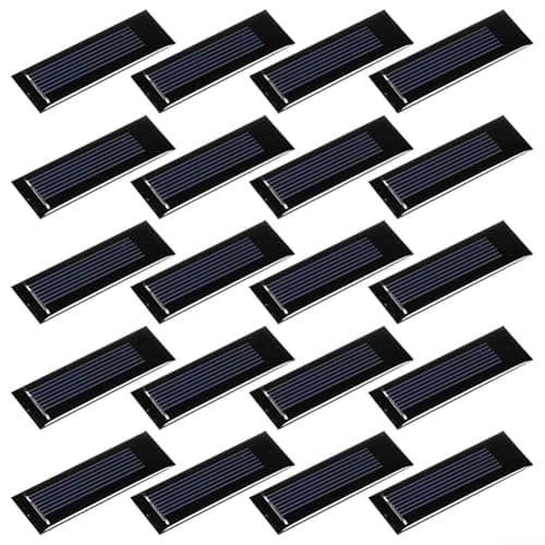 Hosrivae 20 Pack Polycrystalline Solar Panel Cell 0.5V 160mA 0.08W 53x18mm Epoxy Resin DIY Projects Home Garden for LIGHTING