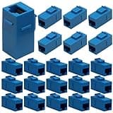BokWin 25 Pack Blue RJ45 Keystone Coupler Inline Adapter, Female to Female Ethernet Cable Extender for Cat6/Cat6a/Cat5e, Slim Profile Snap-in Connector