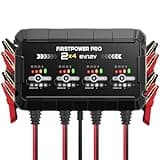 8A 4-Bank Smart Battery Charger (2A/Bank) - 6V/12V Automatic Trickle Charger, Battery Maintainer & Desulfator with Overcharge & Temperature Compensation – for Lead Acid, AGM, Gel, LiFePO4 Batteries