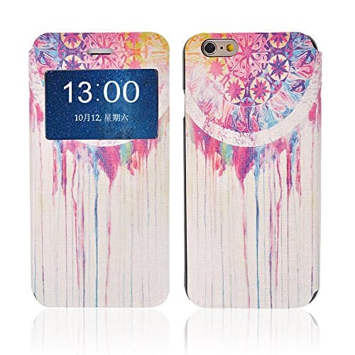 AYAMAYA PU Leather Case For iPhone6 4.7inch, Vintage Design Visible Window Folio Protective Case Cover For Apple iPhone 6 4.7""- 005