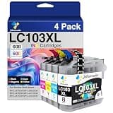 4 Pack LC103XL Ink Cartridges Replacement for Brother LC103XL LC103 LC101XL Ink Cartridges Compatible with Brother MFC-J870DW MFC-J475DW MFC-J6920DW MFC-J6520DW Printer(Black, Cyan, Magenta, Yellow)