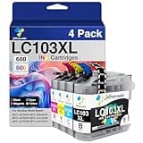 4 Pack LC103XL Ink Cartridges Replacement for Brother LC103XL LC103 LC101XL Ink Cartridges Compatible with Brother MFC-J870DW MFC-J475DW MFC-J6920DW MFC-J6520DW Printer(Black, Cyan, Magenta, Yellow)