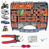 Lilvduybz 102/660PCS Deutsch Connectors Kit, 2/3/4/6/8/12 Pin DT Connectors, Size 16 Solid Terminal Contacts, Removal Tool with Crimping Tool, for 14-20 AWG, Grey (102)
