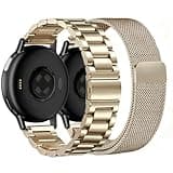 ViCRiOR 2 Pack Watch Bands Compatible with Garmin Vivoactive 5/ Vivoactive 6/3, Stainless Steel Metal and Mesh Bracelet Strap Wristband for Garmin Venu Sq/Forerunner 165/55/245/570-42mm Women Men