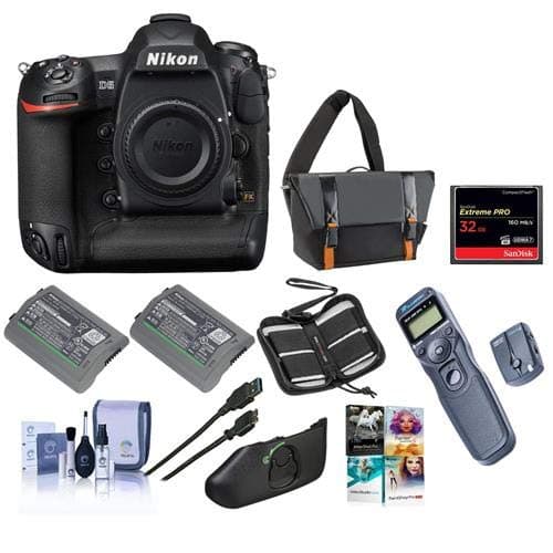 Nikon D5 FX-Format Digital SLR Camera Body (CF Version) - Bundle with Camera Bag, Spare EN-EL18A Battery, 32GB CF Card, Cleaning Kit, Memory Wallet, Software Package