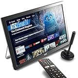 Rywob 15.6" Small Smart TV,Built-in Digital Tuner,4000mAh Rechargeable Battery TV, HDMI/SD Card/USB/AV Input,LCD Screen with Stand for Car,RV,Camping