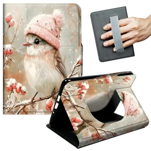 JANENFNA Case for Kindle Scribe (10.2", 1st Gen, 2022/2024 Release) - Slim Smart Cover with Hand Strap & Auto Wake/Sleep, Bird in Pink Pom