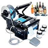 Bottle Labeler Machine, Semi-Automatic Label Applicator with Foot Pedal, Intelligent Digital Control, 30 Labels/min, for Factories and Pharmacies, 155mm Max Label Size