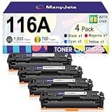 ManyJets Compatible 116A Toner Cartridge 4-Pack Replacement for HP 116A W2060A W2061A W2062A W2063A for Color LaserJet MFP 178nw, 178nwg, 179fnw, 179fwg, 150a, 150nw, 178, 179, 150 Series Printers