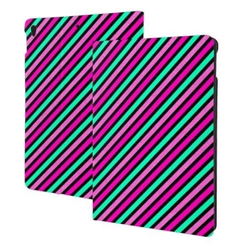 Neon Diagonal Stripe Print Compatible with ipad air 3rd Generation Case Cover, Cute Unique Tablet Cases Compatible with ipad Pro Case 10.5 Inch, Folio Stand, Auto Wake/Sleep