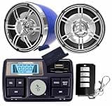 Shinnous Motorcycle Bluetooth Stereo Speakers,ATV UTV Amplifier Sound System for Motorcycle,Electric Bike Marine Boat,Golf Cart,Weatherproof (3 inches Speakers,Silver Star) (Blue+Silver)