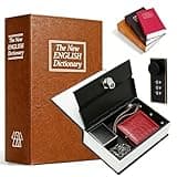 Book Shaped Security Lock Box, Discreet Diversion Book Safe with Combination Lock, Secret Hidden Safe Metal Money Storage Box for Cash, Jewelry, Documents at Home Office Dorm Travel (Yellow,L)