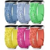 SNBLK Floral Engraved Sport Wrist Band Compatible with Galaxy Watch 8 40mm 44mm/Watch 8 Classic 46mm, 6 Pack Delicate Silicone Breathable Replacement Strap for Samsung Galaxy 8 Watch for Women Men