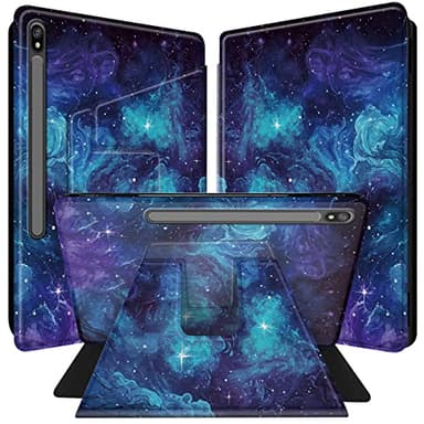 BPQOJB Case for Galaxy Tab S8 Plus/S7 FE/S7 Plus 360 Degree Rotating PU Leather Smart Cover with Auto Wake/Sleep Tablet Case for Samsung Galaxy Tab S8 Plus/S7 FE 5G/S7 Plus 12.4 inch - Blue Sky Galaxy