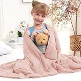 Pink Weighted Blanket Kids 10lbs, 40"x60", Twin Size Cooling Heavy Throw Blanket for 80-120lbs, Microfiber Soft Thick Big Blankets Weighted Comforter Breathable Gift