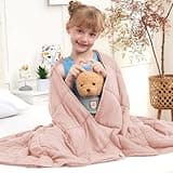 Pink Weighted Blanket Kids 7lbs, 40"x60", Cooling Heavy Throw Blanket for 60-90lbs, Microfiber Soft Thick Big Blankets Weighted Comforter Breathable Gift