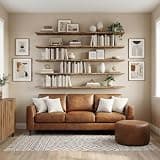 72 Inch 5 Tier Solid Pine Wood Floating Shelves Wall Mounted Storage Rack