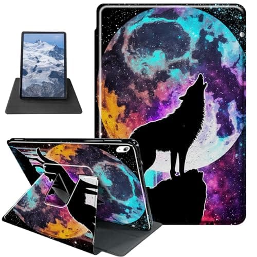 Howling Wolf Pattern Case for iPad Air 5th/4th Generation (2022/2020 Release) 10.9"/iPad Pro 11" 2022/2021/2020 Release,BFDHGQZC 360 Degree Rotating Stand Protective Cover with Auto Sleep/Wake