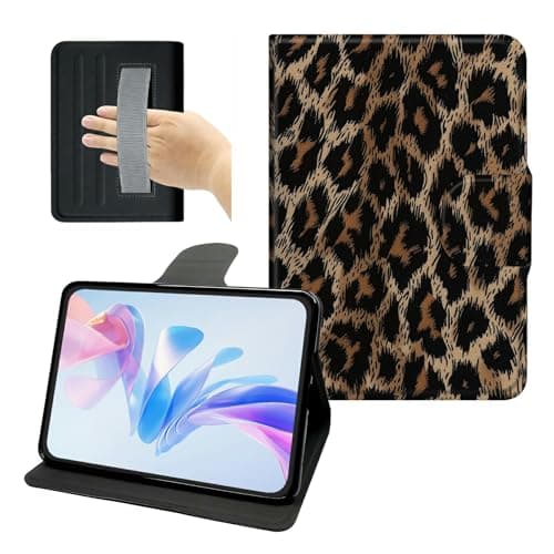 PU Leather Slim Case for iPad mini 7 (A17 Pro) Gen 2024/ iPad mini 6 2021 8.3 inch, 360 Rotating Stand Cover with Hand Strap, Auto Sleep/Wake Multi-Angle Case, Wild Leopards