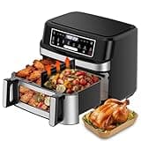 Emphsism 12QT Large Dual Zone Air Fryer with Divider, Match Cook & Smart Finish, Air Fry/Roast/Bake/Toast/Dehydrate/Reheat/Keep Warm/Preheat, Nonstick Dishwasher-Safe Basket, Digital Touchscreen