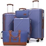 CONCEPTEN Luggage Sets 5 Piece, Hardside Spinner Suitcases with Wheels, Lightweight Carry On Luggage Set with TSA Lock, 20in 24in 28in ABS Hardshell Travel Set, Lavender