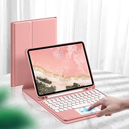 SENLAN Keyboard Cover Compatible with iPad Air 10.9 inch with touchpad Magnet Removable Bluetooth Keyboard Business Fashion Built-in Pencil Holder (Pink)