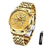 Vetra Watch for Men Skeleton Business Dress Stainless Steel Waterproof Luminous Multifunction Chronograph Mens Wrist Watch