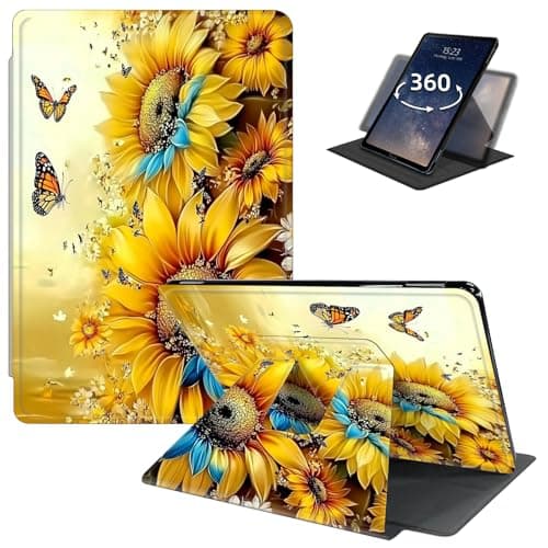 LYHXLYJH Case for All-New 6" Basic Kindle 11th Generation (2024/2022 Release)-360 Degree Rotating Smart Cover Case with Auto Sleep/Wake for Kindle 11th E-Reader-Yellow Sunflower Butterfly