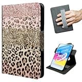 Case for 6.8" Kindle Paperwhite (11th Generation-2021) & Paperwhite Signature Edition, 360 Degree Rotating Stand Cover w/Magnetic Clasp,Hand Strap,Auto Sleep Wake-Pink Gold Leopard Print