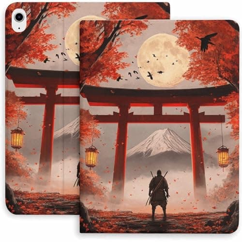 Autumn Moon Warrior Case for iPad 9th/10th/11th Gen,Mini 5/4/3/2/1(7.9in) Mini 6 (8.3in) Mini 7(8.3in),Air 4/5/6/7,Pro 11in(2020/2021/2022/2024) Auto Wake/Sleep