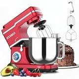 Stand Mixer Dough Mixer 7QT 660W 10-Speed Tilt-Head Dough Mixer, Electric Kitchen Mixer with Stainless Bowl, Hook, Whisk, Beater & Splash Guard, Black (red)