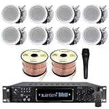 Vaiyer Framed Ceiling Speakers Kit – 8X 5.25” 175W Flush Mount Ceiling Speakers, 7.2 Channel 3500W Bluetooth Amplifier, Mic & 500ft Wire – in Ceiling Speaker System for Home Theater, Office Use
